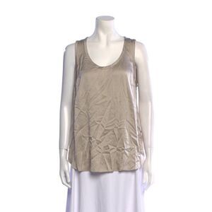 Brunello Cucinelli 100% Silk Metallic Tank Top Womens M Neutral Shimmer